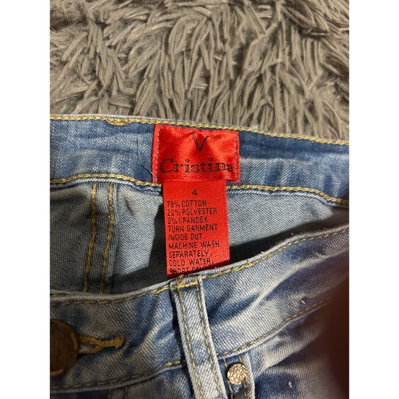 Cristina Women's‎ Floral Embroidered Light Wash Denim Jeans Size 4 - Picture 2 of 6